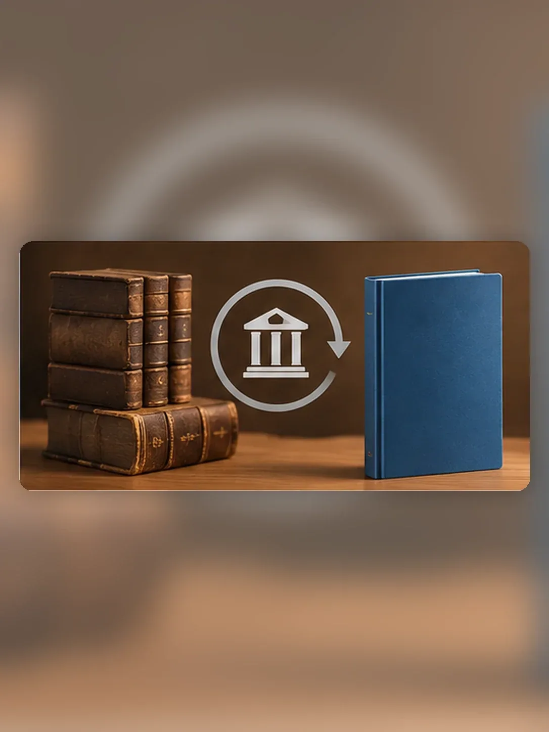 Livro antigo e edição moderna genérica com páginas sobrepostas
